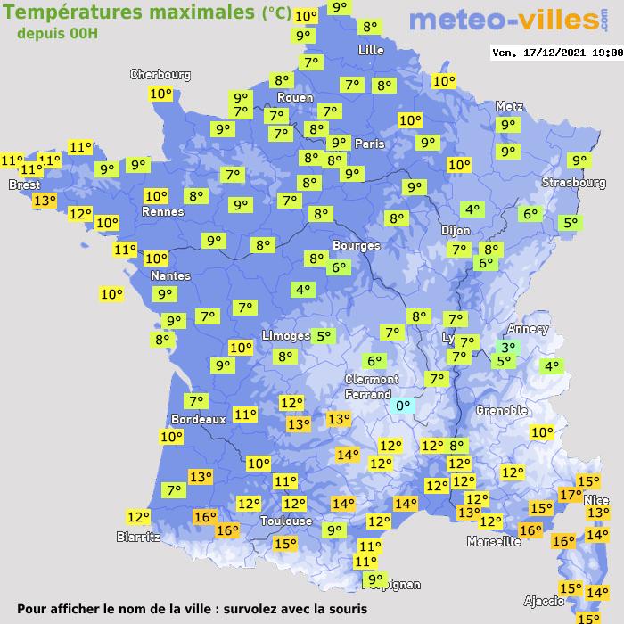 Température maximum pour le 17/12/2021 à 1812