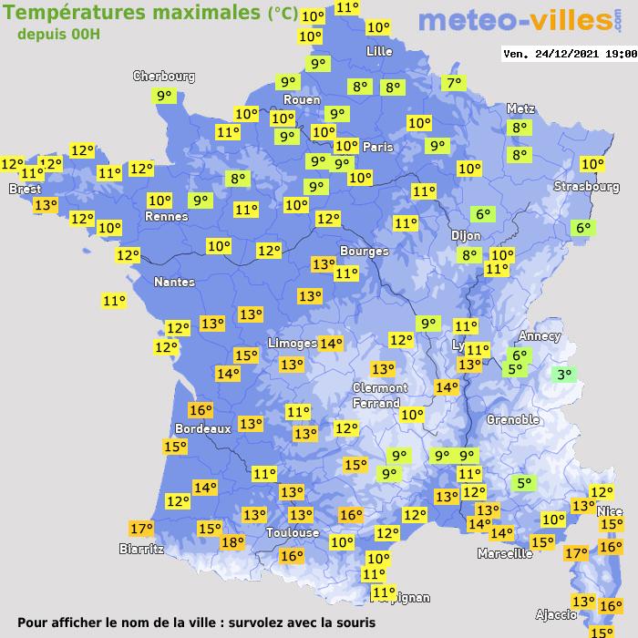 Température maximum pour le 24/12/2021 à 1812