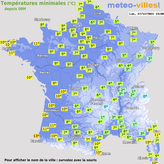 Température minimum pour le 27/12/2021 à 1812