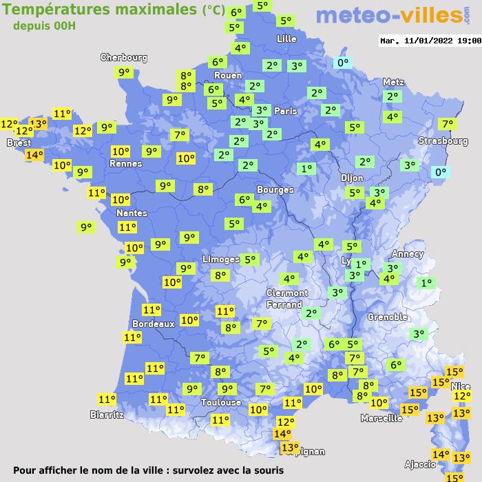 Température maximum pour le 11/01/2022 à 1812