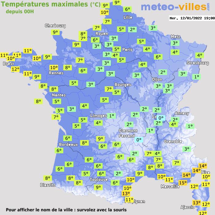 Température maximum pour le 12/01/2022 à 1812