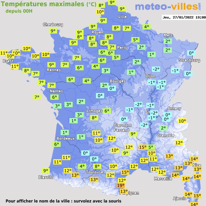 Température maximum pour le 27/01/2022 à 1812