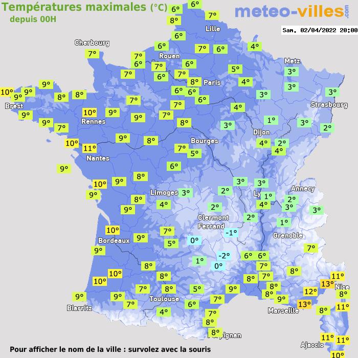 Température maximum pour le 02/04/2022 à 1812