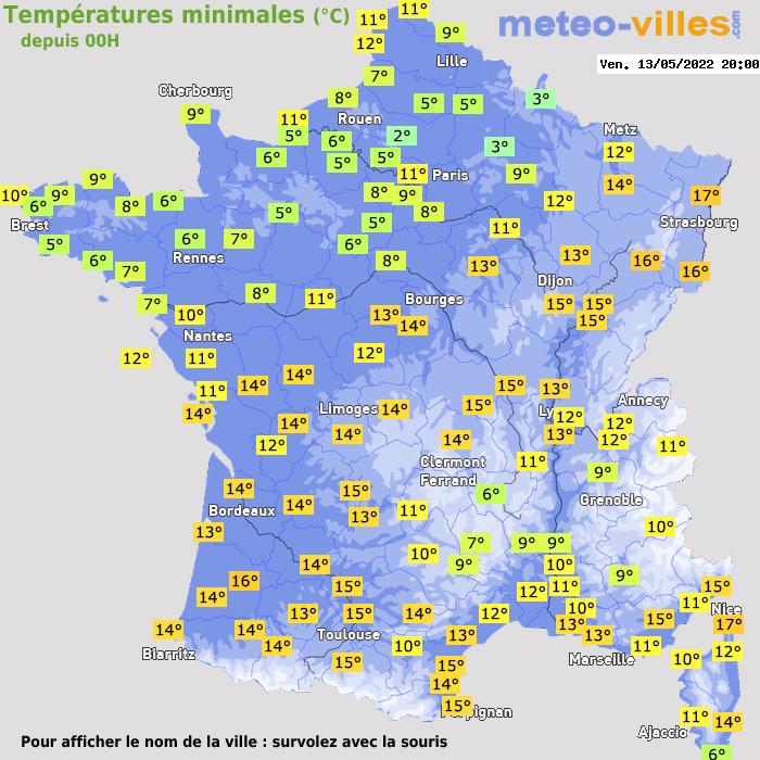 Température minimum pour le 13/05/2022 à 1812