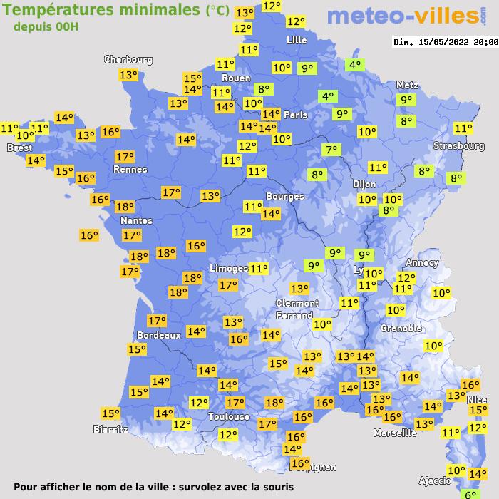 Température minimum pour le 15/05/2022 à 1812