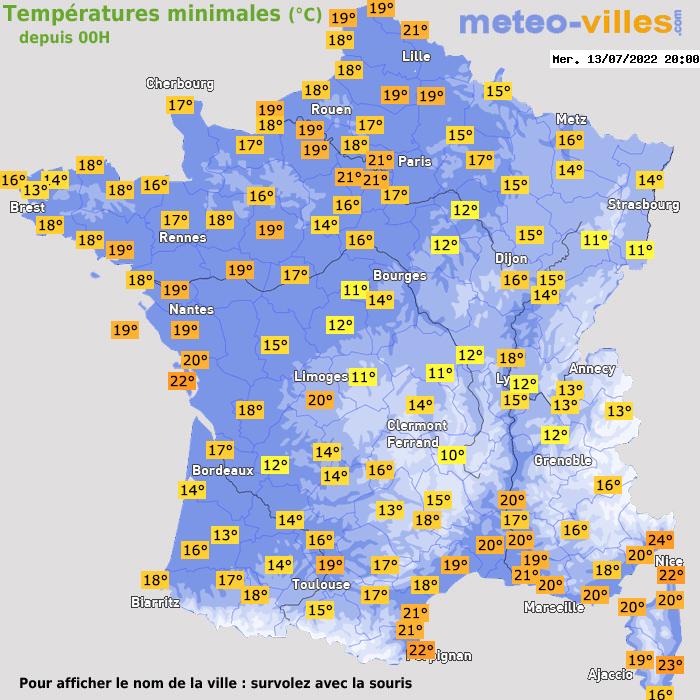 Température minimum pour le 13/07/2022 à 1812