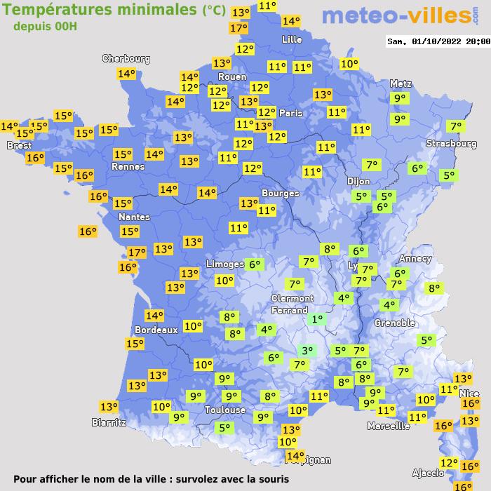 Température minimum pour le 01/10/2022 à 1812