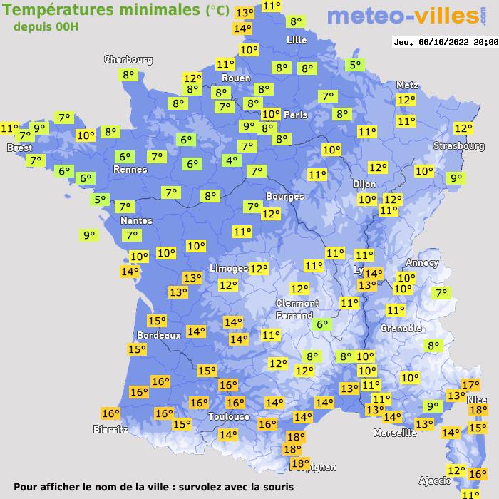 Température minimum pour le 06/10/2022 à 1812