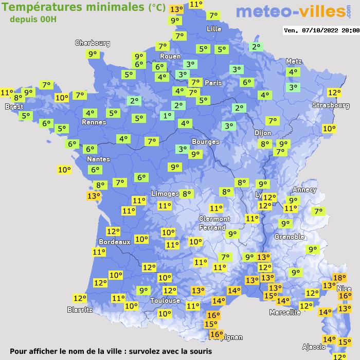 Température minimum pour le 07/10/2022 à 1812