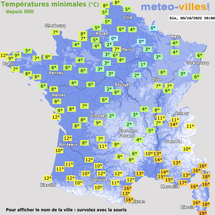 Température minimum pour le 09/10/2022 à 1812
