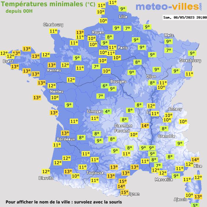 Température minimum pour le 06/05/2023 à 1812