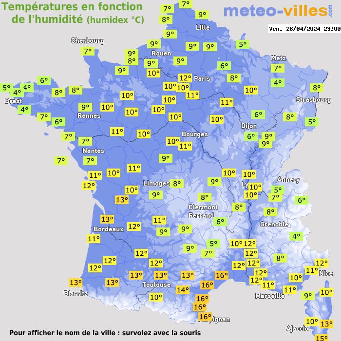 Météo France températures humidex