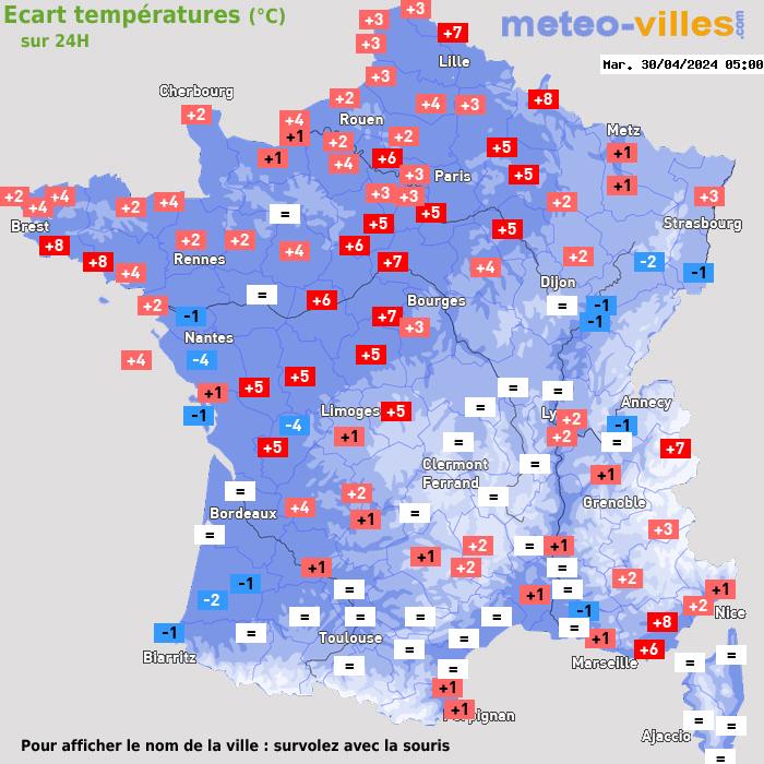 Météo France écart températures
