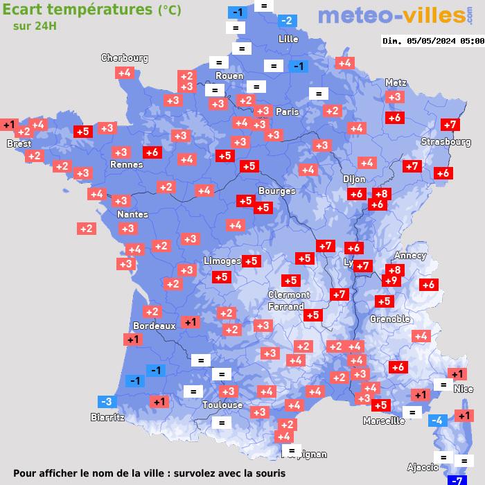 Météo France écart températures