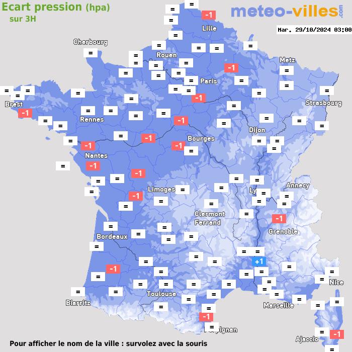 Météo France écart pression