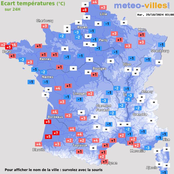 Météo France écart températures