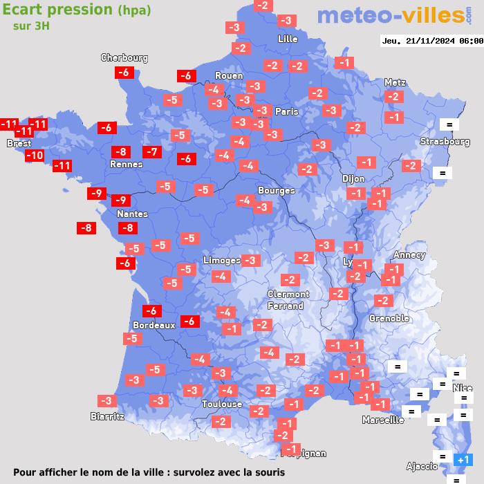 Météo France écart pression