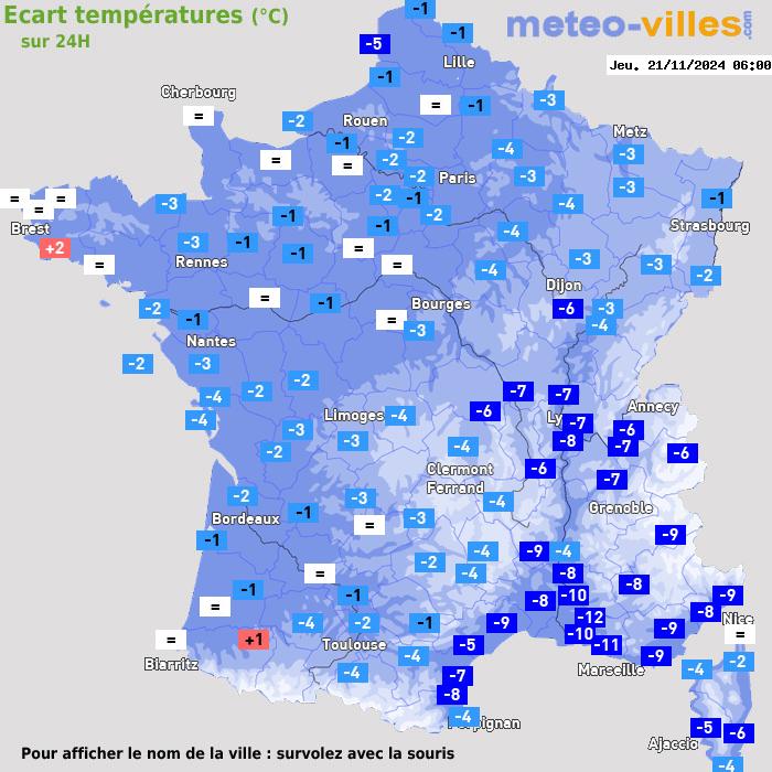 Météo France écart températures