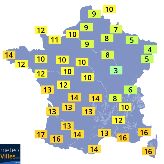 Carte des prévision des températures