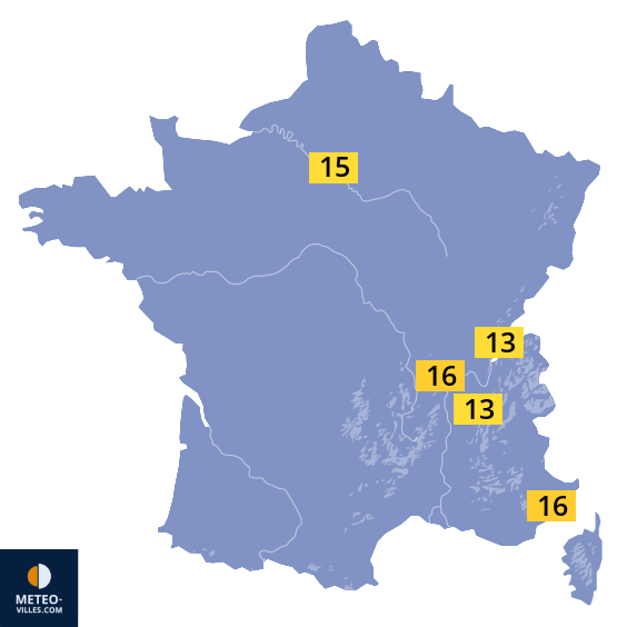 Carte des températures actuelles