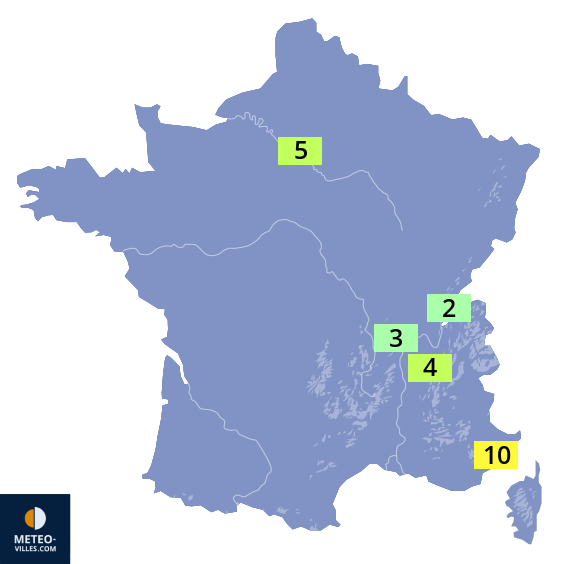 Carte des températures actuelles