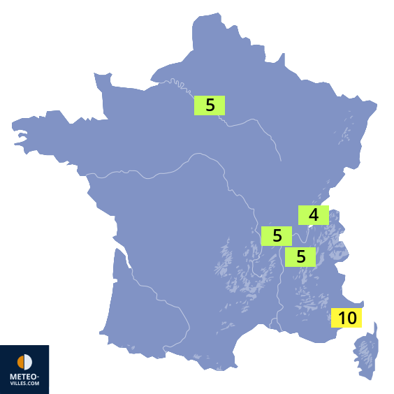 Carte des températures actuelles