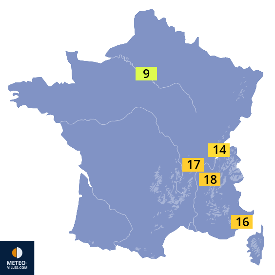 Carte des températures actuelles