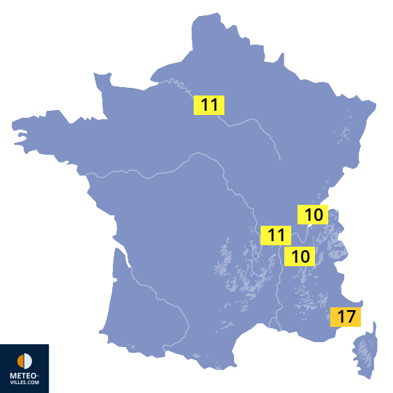 Carte des températures actuelles
