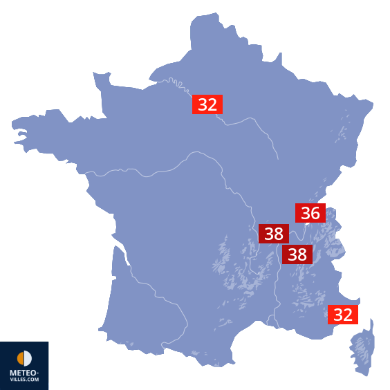 Carte des températures actuelles